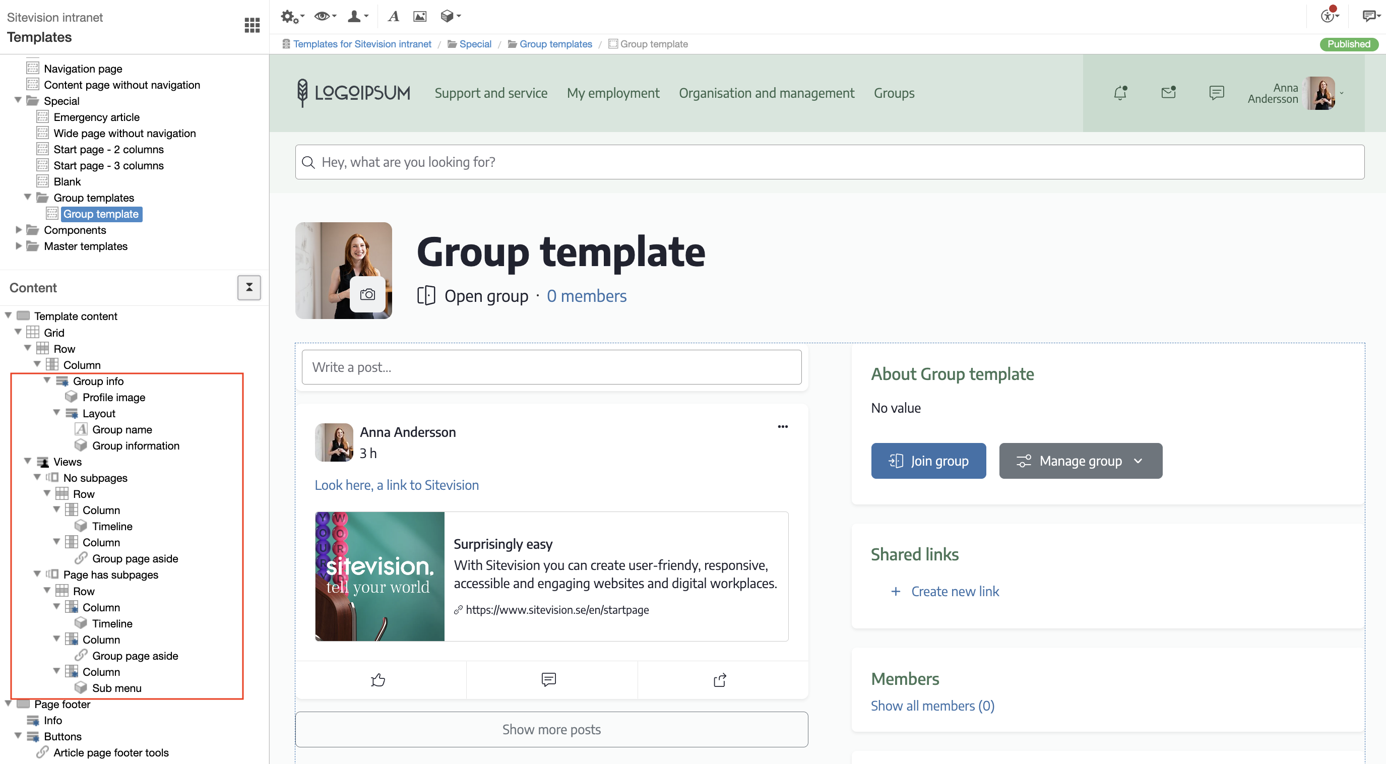 Templates - Group template
