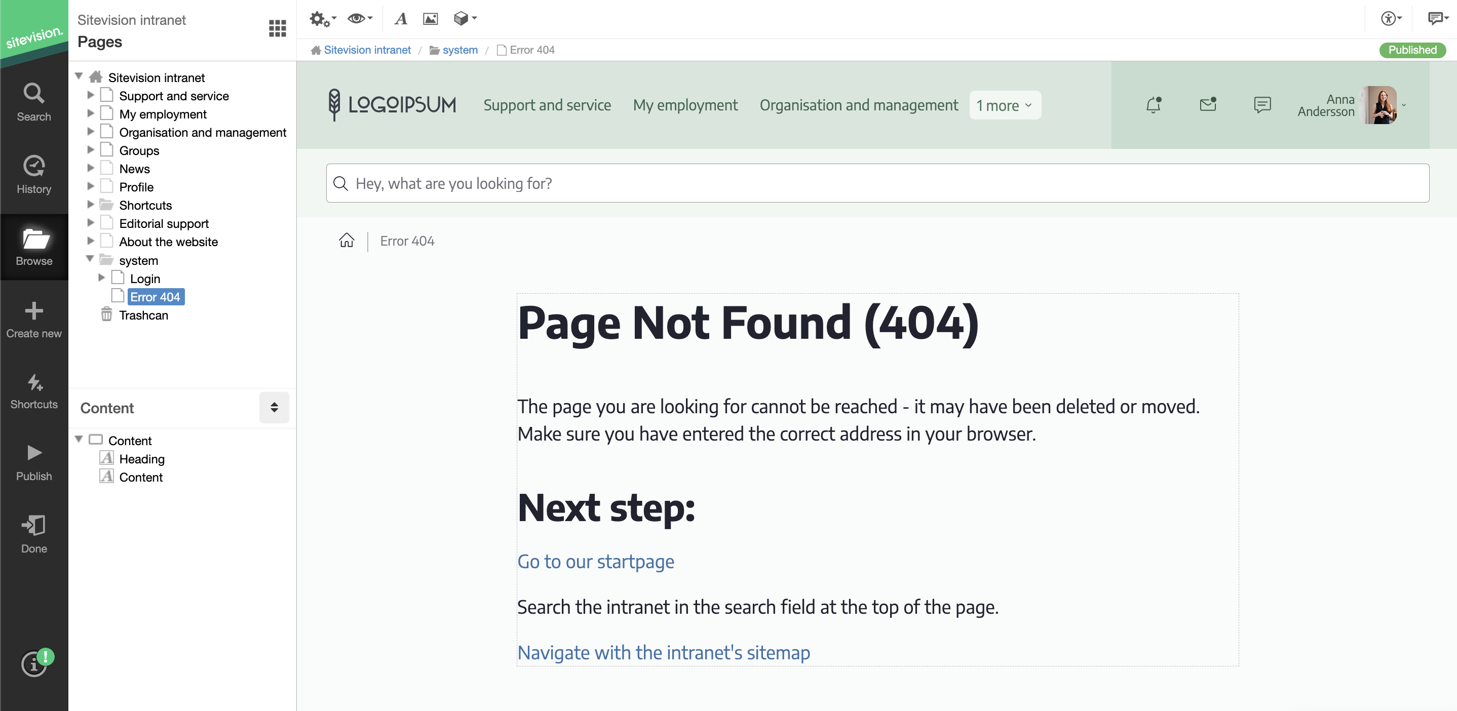 Customize system pages - 404