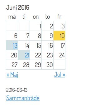 Skärmdump på Evenemangskalendern exempel