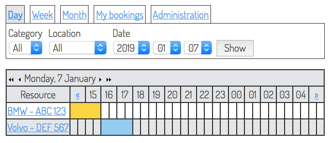 Booking example