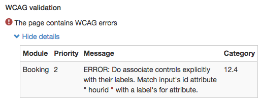 WCAG error